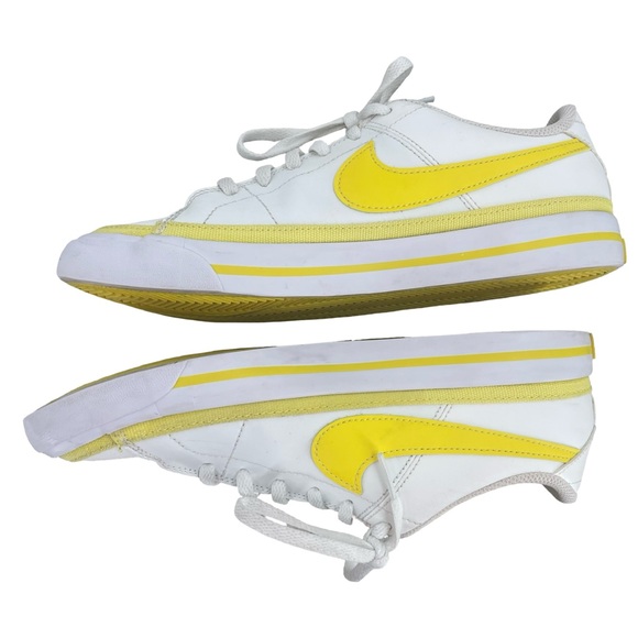 Nike Women's White Low-Top Sneakers with Yellow Swoosh 5Y - Picture 4 of 7